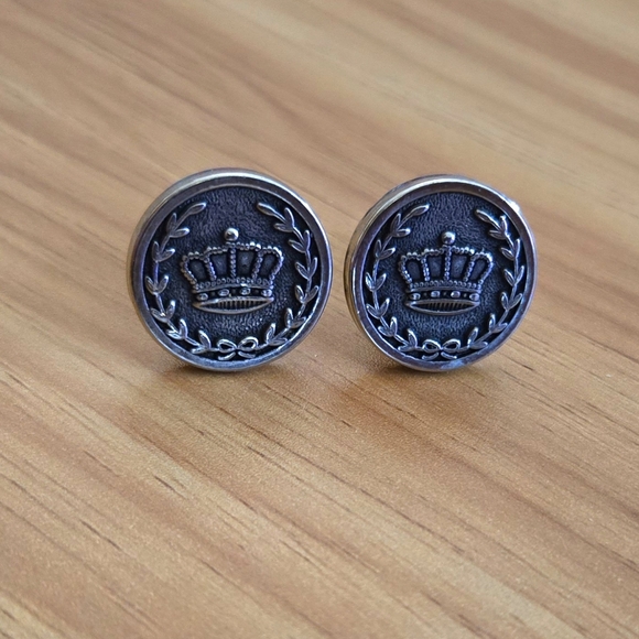 Unbranded Other - Vintage Royal King's Crown & Laurel Wreath Silver Tone Mens Cufflinks Old Money